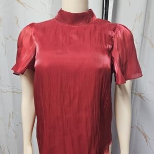 Elegant Red Satin Women's Top
